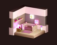Isometric Cute Bedroom 3D