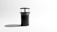 Trash Can - 37 Gallon Metal Outdoor Streetscape Covered