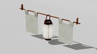 Japanese Furniture Kit - Paper Lamp on rod with flags