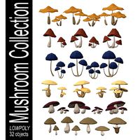 Cartoon Mushroom Collection -LOW POLY