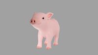Cartoony piglet and low poly version
