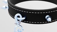 Gothic Punk Collar with Posable Leash Nubs Curve High Poly