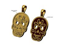 Mexican Calavera skull pendant with bail | 3D