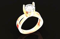 original engagement ring for 3 prongs with a large stone 641 | 3D
