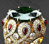Ring with emerald and rubies | 3D