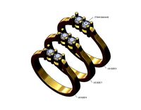 Thin double diamond pinched shank ring US sizes 6 7 8 | 3D