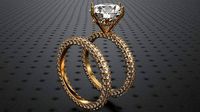 par de anillos de compromiso | 3D
