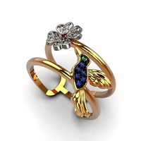 Ring with hummingbird and flower | 3D