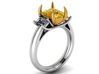 Yellow and White 3-stone Diamond ring 2097 3D print model | 3D