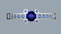 Sterling Silver Diamond Designer Stone Ring Jewelry | 3D