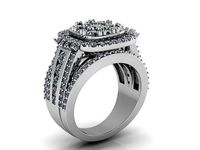 Octagonal Diamond ring 2046 3D print model | 3D