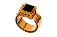 stylish mens signet with diamonds 543 | 3D
