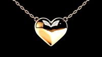 Heart love Gold Pendant  | 3D