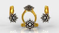 Ring and Earrings Diamond jewelry set 3d print model A77 | 3D