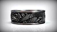 Shadoof Japanese Sun Traditional Ornamental Ring | 3D