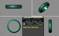 3 rows diamonds ring | 3D