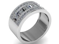 Wide Diamond stone ring 1943 3D print model | 3D