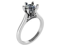 Engraving Floral Ring With Diamond 1855 3D print model | 3D