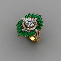 Daimond Ring with Emerald stones 3D Print File | 3D