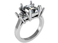 3-Stone Halo Ring With Notched Band 1802 3D print model | 3D