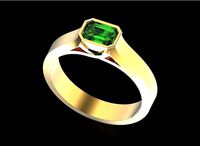 mens classic signet with diamond emerald 512 | 3D