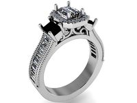 Bid Diamond Halo Ring 1417 3D Print Model | 3D