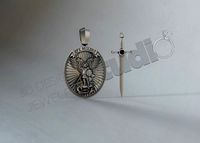 Highly detailed coin pendant of Saint Michael | 3D