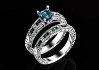 engagement wedding ring with baguette and princess cut shape 506 | 3D