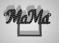 MaMa nameplate Diamond Pendant | 3D