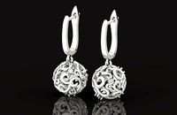 vintage openwork Earrings long Balls pendants 484 | 3D