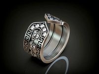 Ring  meander Gorgon Medusa adjustable diamond ring for women | 3D