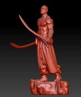 Ukrainian brave Kozak warrior stands on rock miniature | 3D