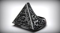 Eye Of Providence Illuminati Symbol Floral Pattern Ring | 3D
