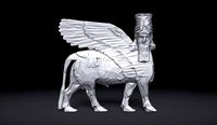 Assyrian Human headed winged bull Triangulated Stylized | 3D