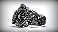 Freemasons Square And Compass Pattern Ring | 3D