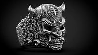Hannya Oni mask ring STL 3d model for 3d printing | 3D