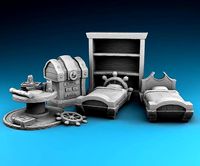 Stylized decor of Middle Ages Marine interior | 3D
