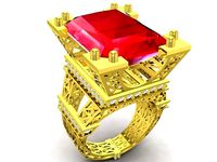 Diamond Eiffel tower Ring 3734 | 3D