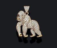 Gorilla pendant with gems | 3D