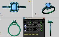 emerald cut halo engagement ring | 3D