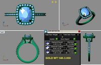 cushion cut halo engagement ring | 3D