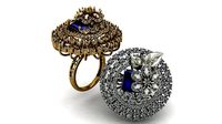 Sapphier emerald diamond ring | 3D