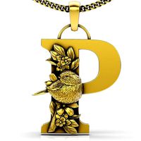 Letter P pendant sterling gold jewelry printable 3D model | 3D