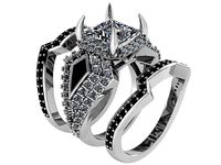 Princess Diamond Ring With Double Band 1658 | 3D
