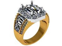 Emerald Halo Ring 1647 | 3D