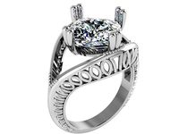 Round Diamond Openwork Ring 1618 | 3D