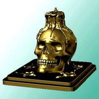 Candle melting on skull sculpture | 3D