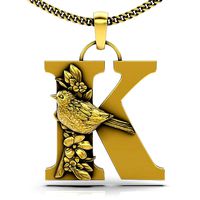 Letter K pendant silver gold jewelry printable 3D model | 3D