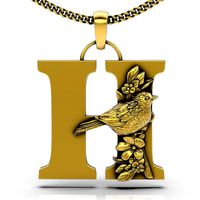 Letter H pendant silver gold jewelry printable 3D model | 3D