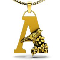 Letter A pendant sterling gold printable jewelry 3D model | 3D